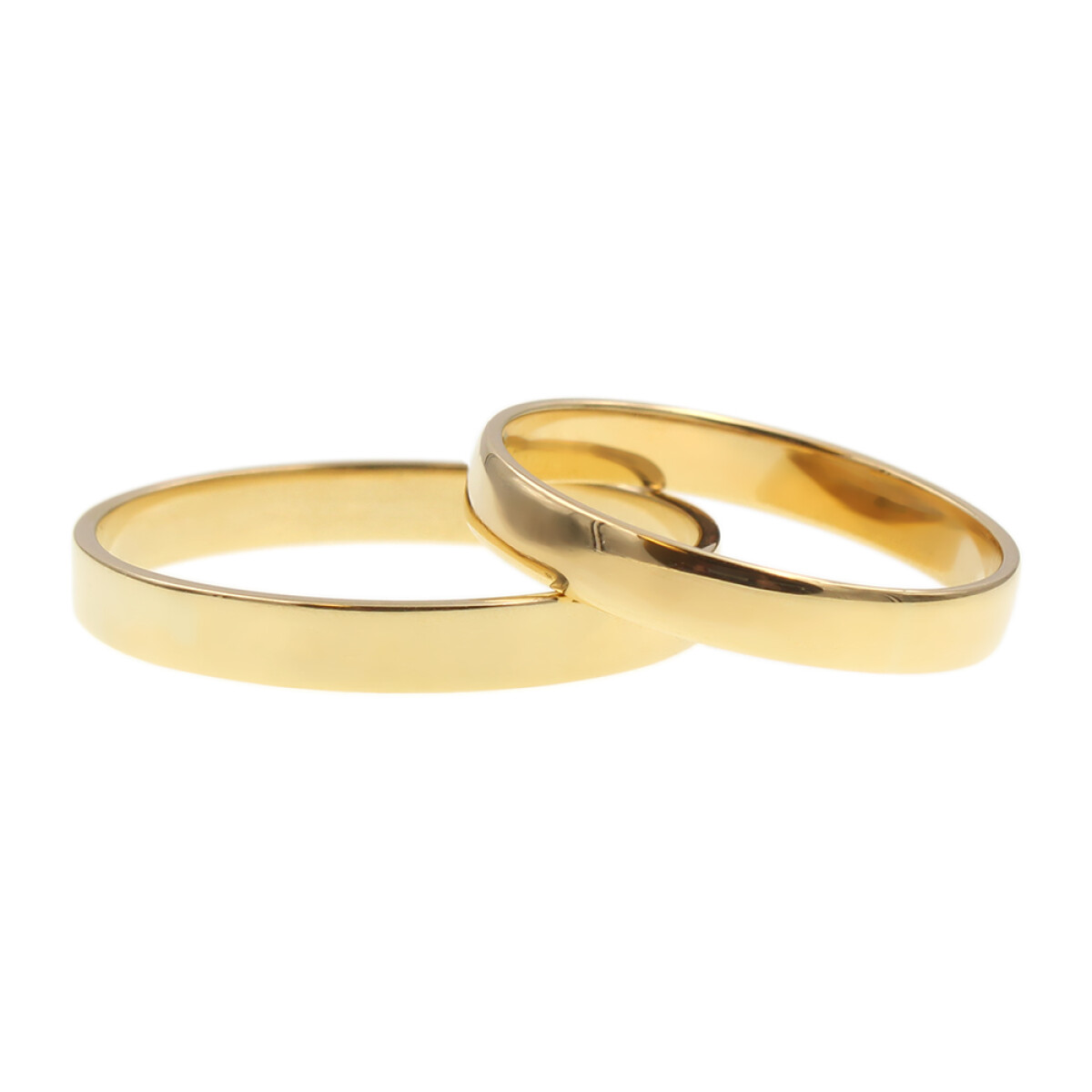 Par de alianza chata en oro amarillo 18k de 3mm 