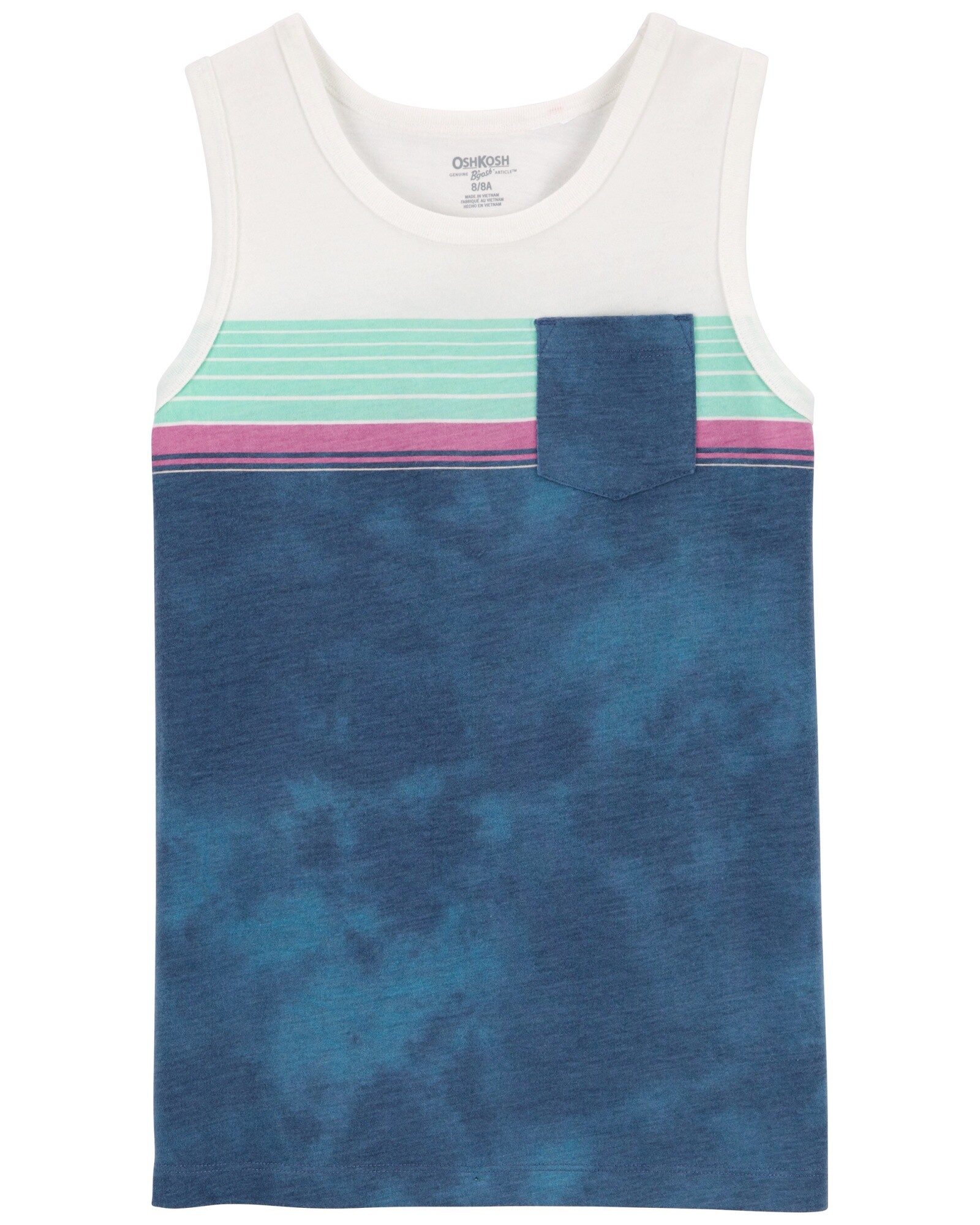 Musculosa de algodón, diseño a rayas multicolores Sin color
