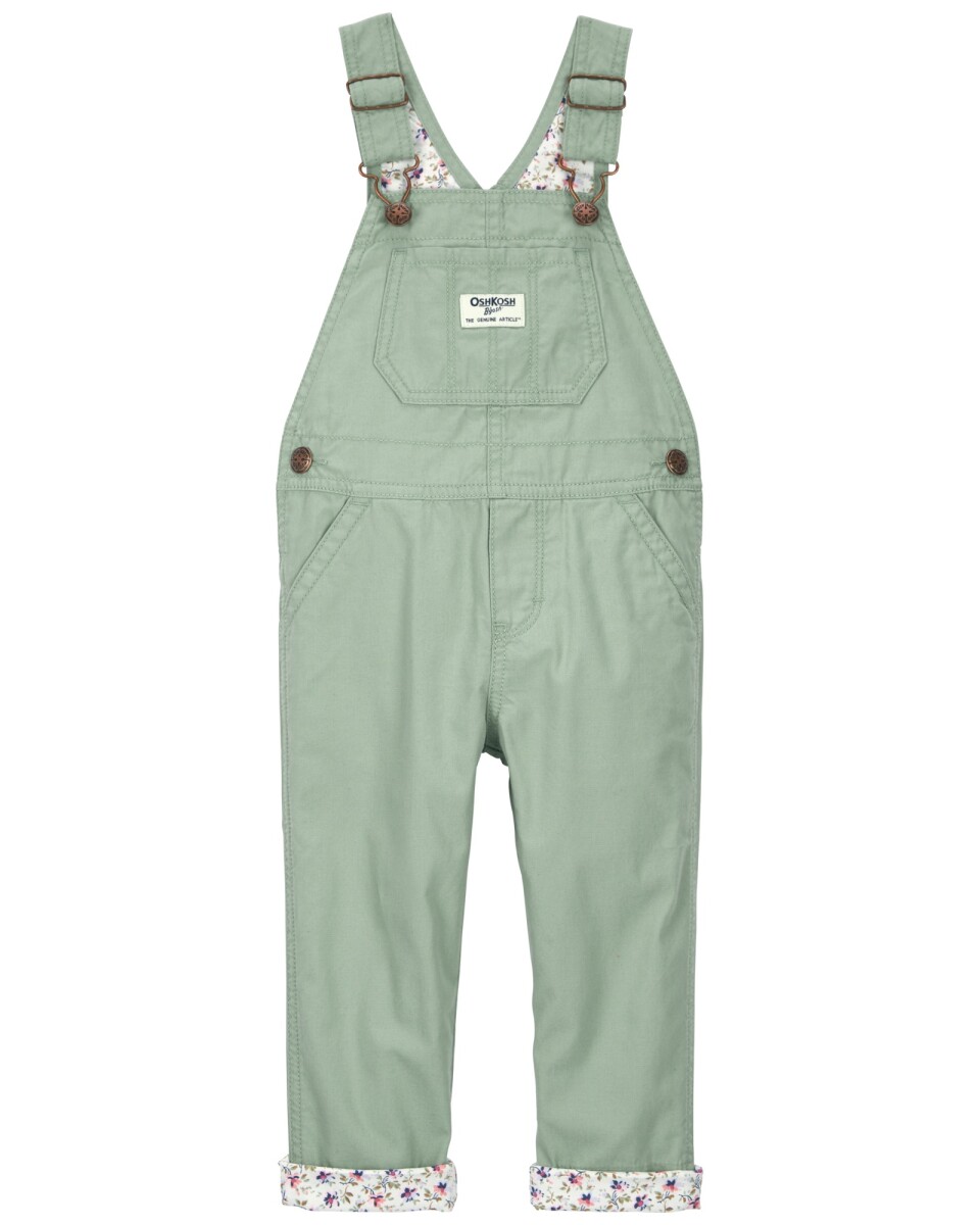 Enterito de lona, verde, con forro floral. Talles 2-5T 