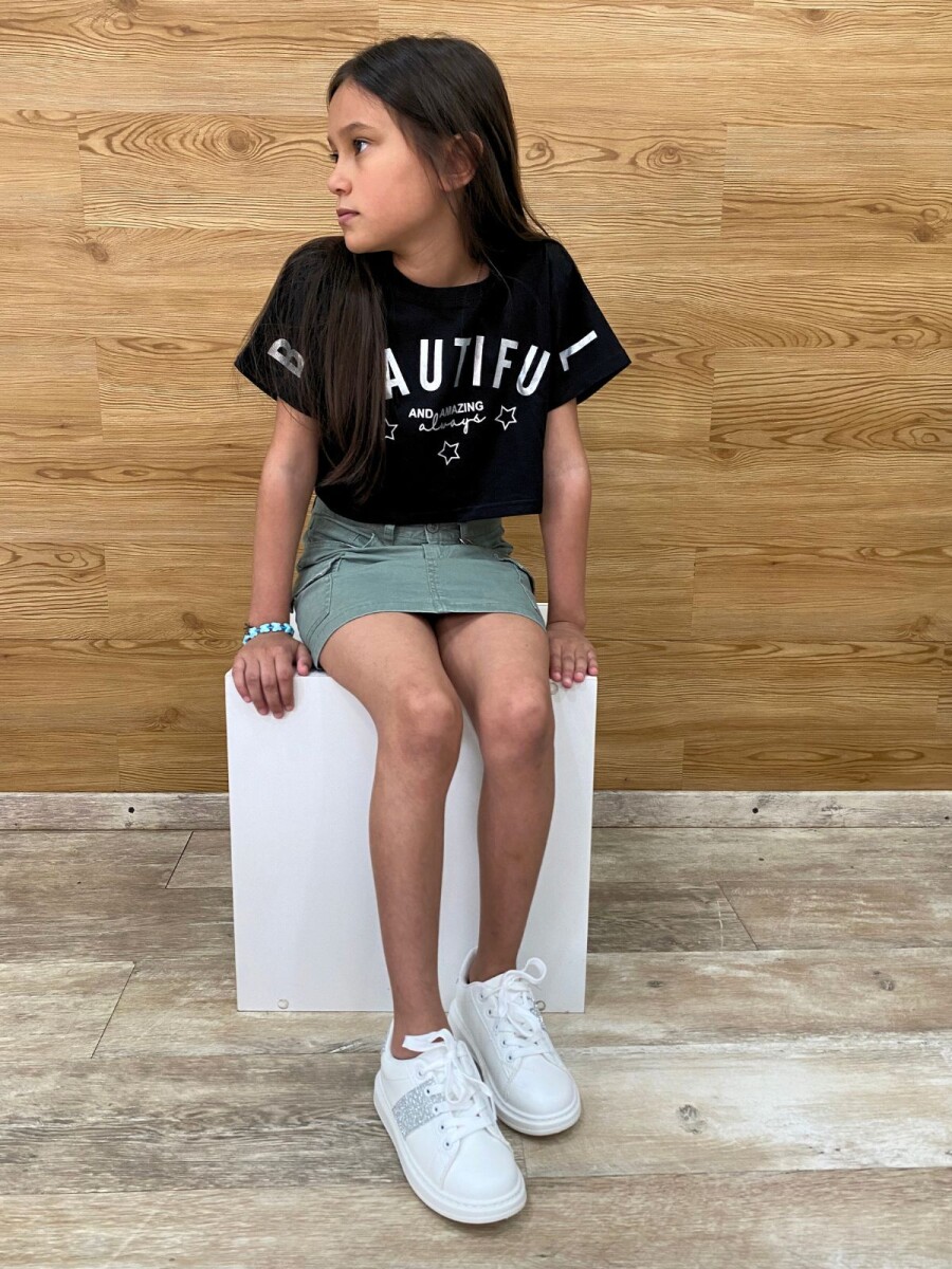 Crop Top Beautiful - Negro 