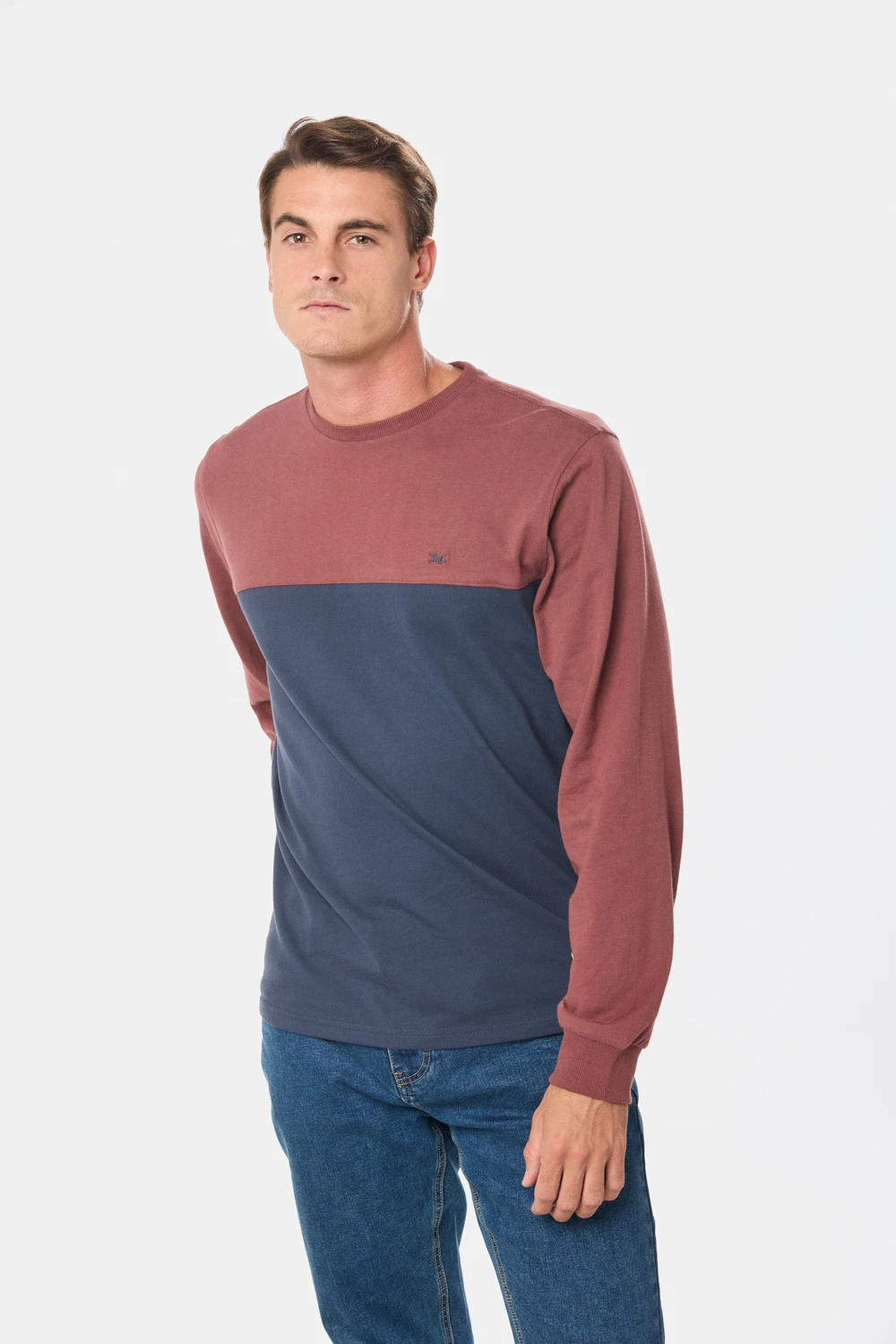 REMERA COMBINADA Bordo