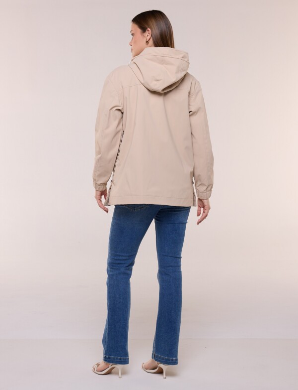 Gabardina Con Capucha Impermeable BEIGE