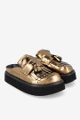 ZUECO CON PLATAFORMA Y FLECOS Oro