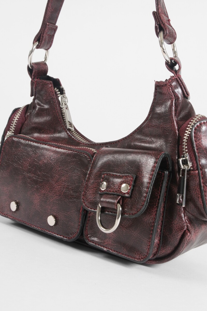 Cartera de hombro bolsillos bordo