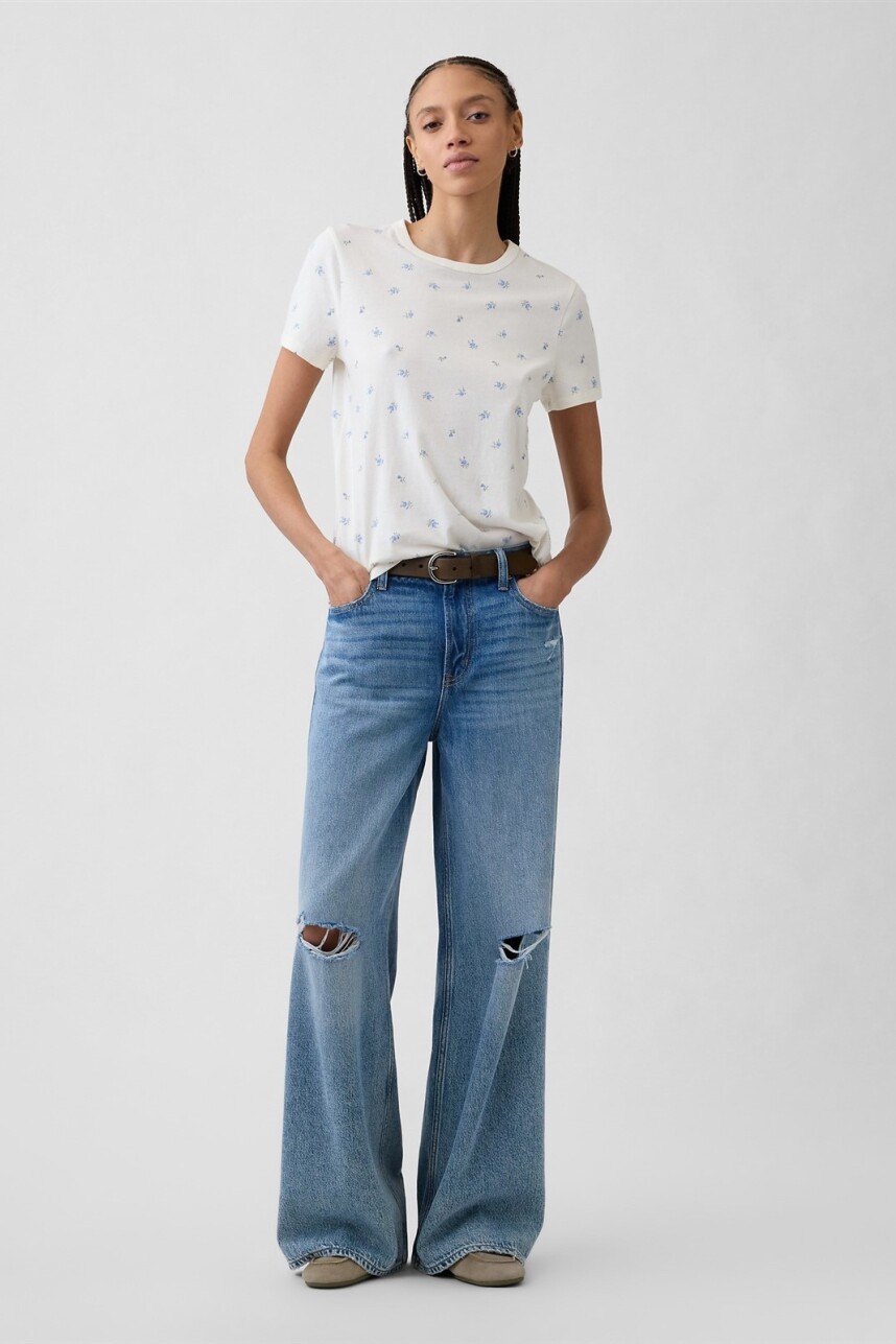Remera Manga Corta Mujer Purple Floral