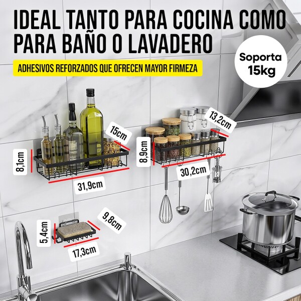Estante Organizador Accesorio Baño Ducha Set X3 Jabonera Adhesivo Imback Color Negro Estante Organizador Accesorio Baño Ducha Set X3 Jabonera Adhesivo Imback Color Negro