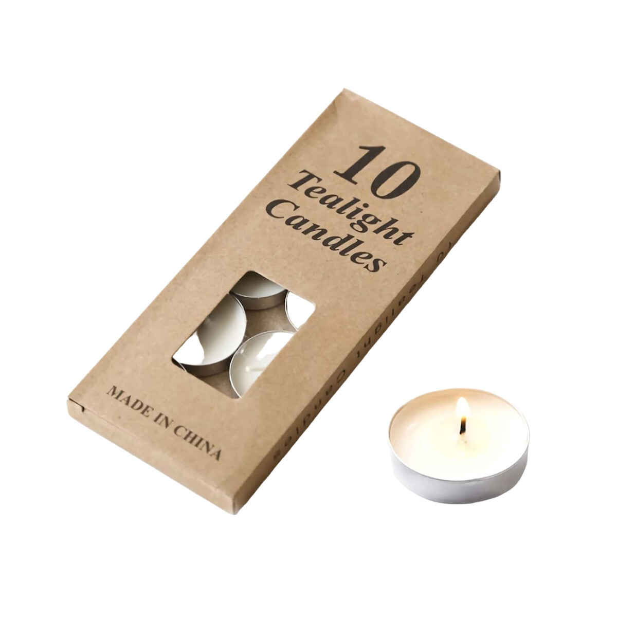 Set De 10 Velas Chatas Blancas 