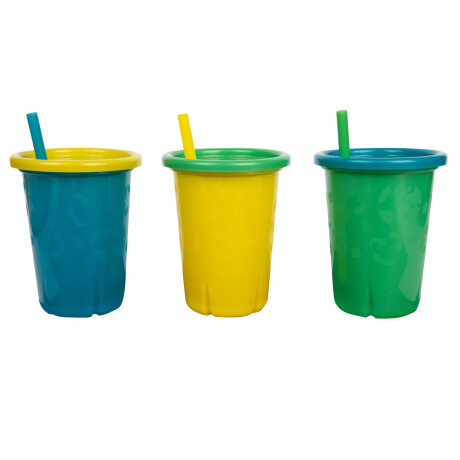 Pack x3 vasos c/ tapas y sorbitos verde-azul