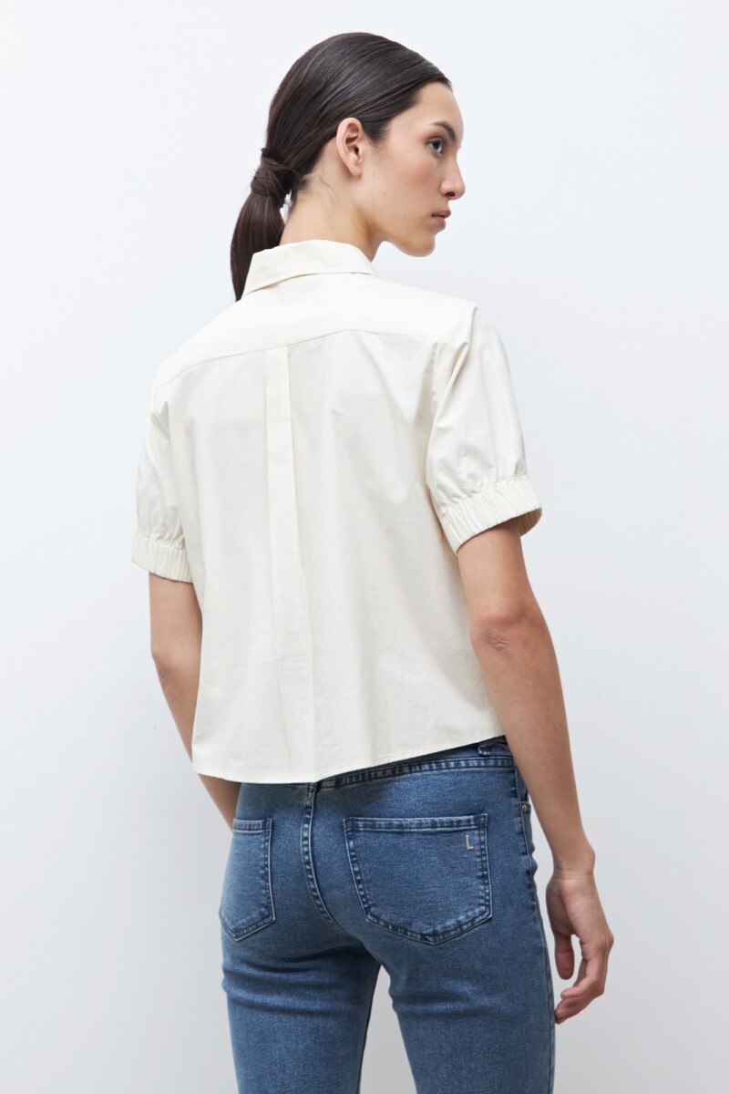 Camisa manga corta beige claro