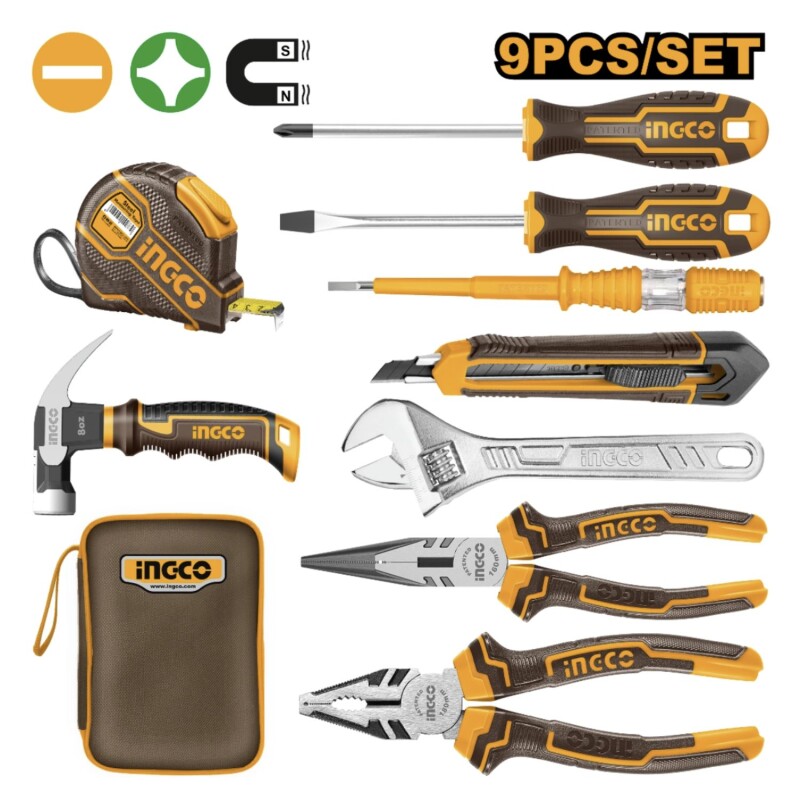 Set x9 Herramientas Ingco Manuales + Estuche Set x9 Herramientas Ingco Manuales + Estuche