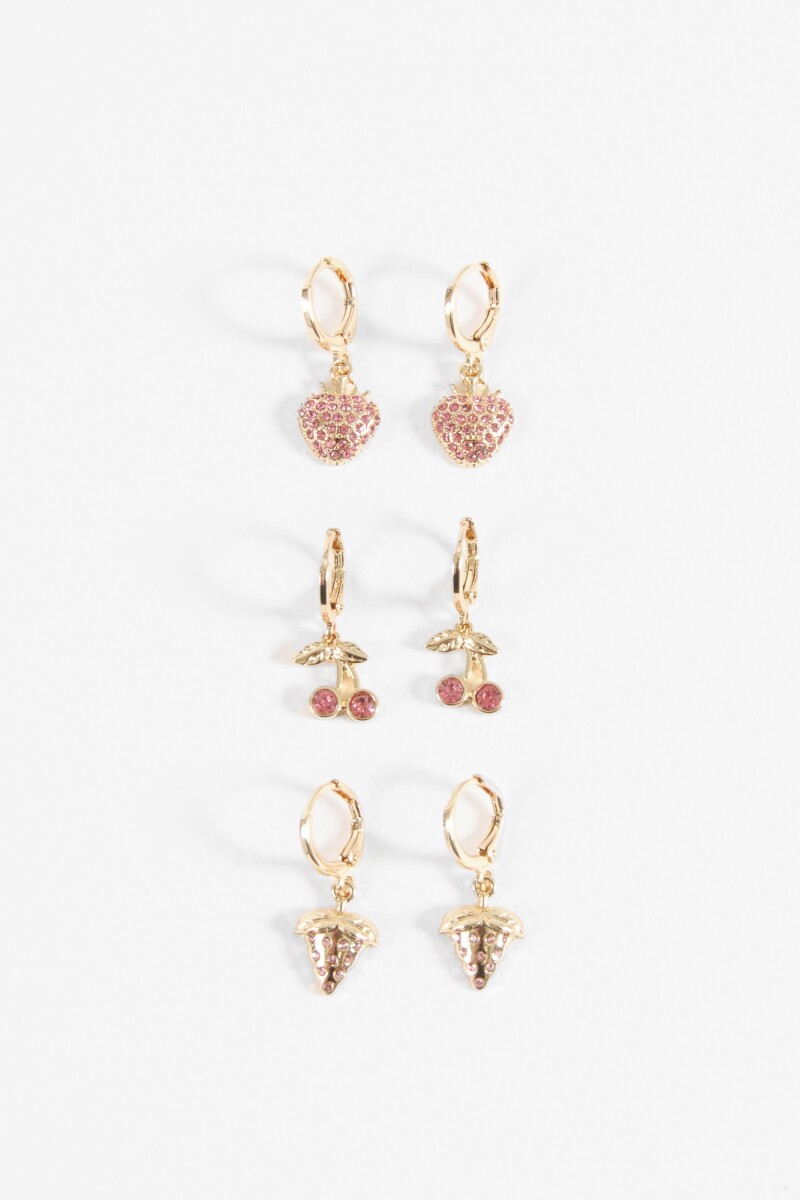 Set aros strass cherry dorado