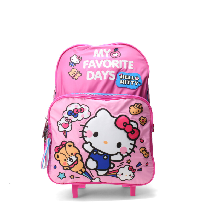 Mochila Hello Kitty 16" Con Carro Rosado - Fucsia