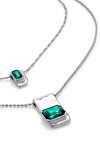 CADENA DOBLE BAÑADA EN PLATA DE LEY CON CRISTALES VERDES Colgante