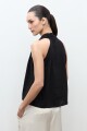 Blusa lino drapeada negro