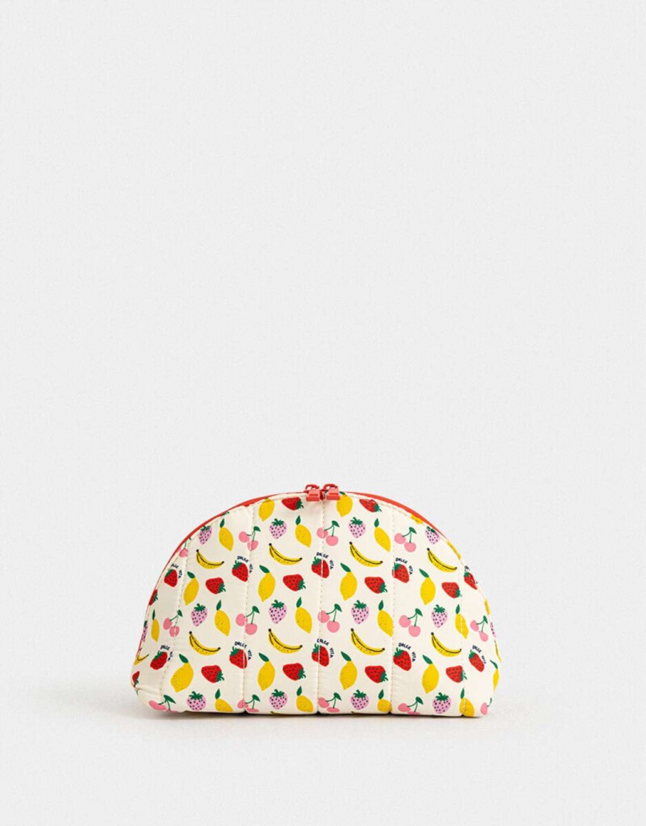 Portacosméticos Estampa Frutas - Blanco Crudo 