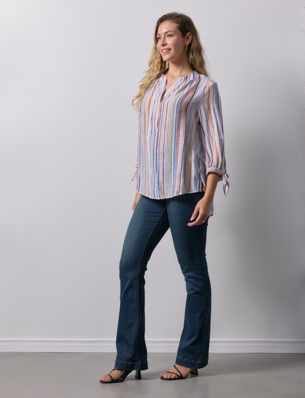 Blusa Lineas Mga Nudos MULTI/AZUL