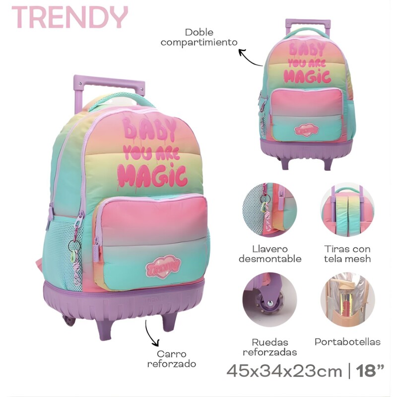 Mochila Trendy con Carro Multicolor Mochila Trendy con Carro Multicolor
