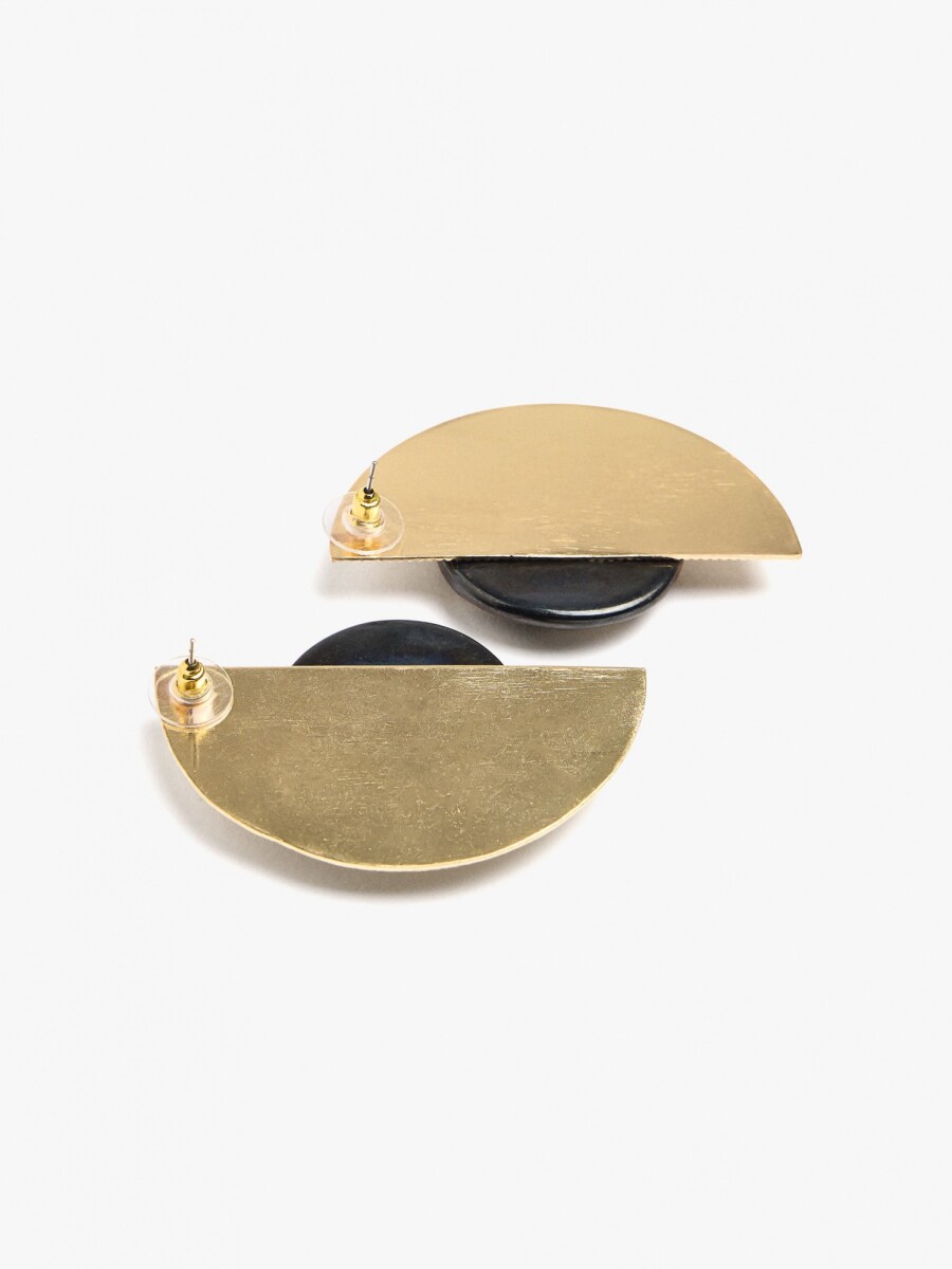 Pendientes Maxi Semicírculo Con Resina dorado