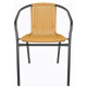 Silla exterior de metal y ratán PVC con apoyabrazos beige Silla exterior de metal y ratán PVC con apoyabrazos beige
