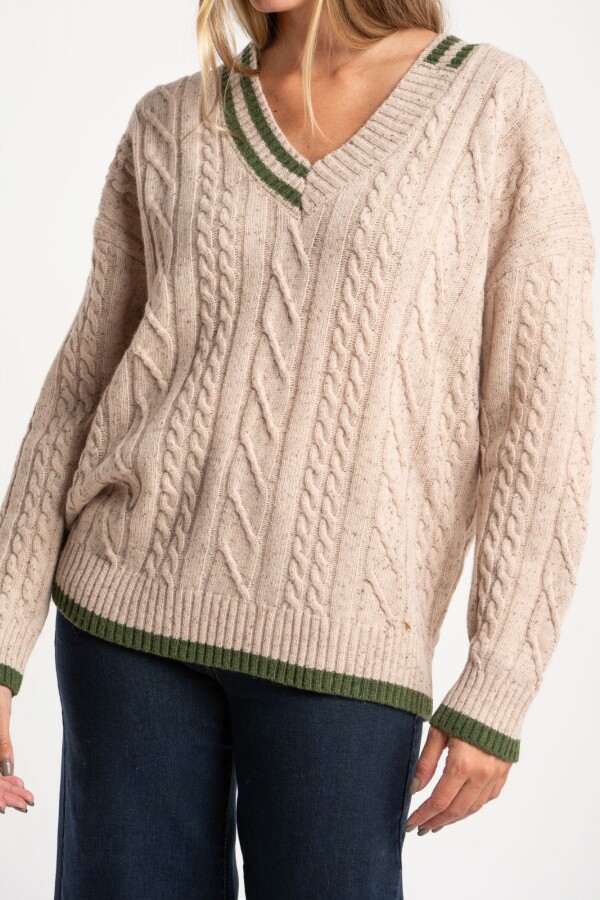 Sweater Lana Escote V Nacar