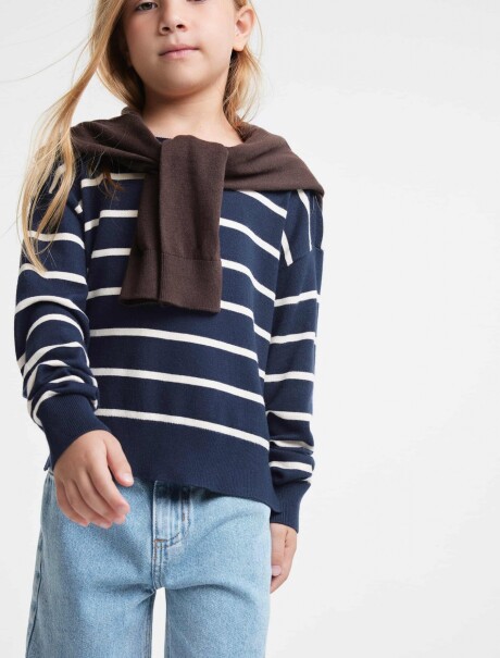 BUZO TEJIDO INFANTIL A RAYAS AZUL