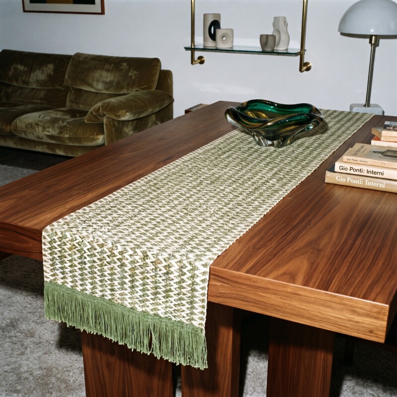 Sendero caminero de mesa tejido Bali 30x180cm Verde