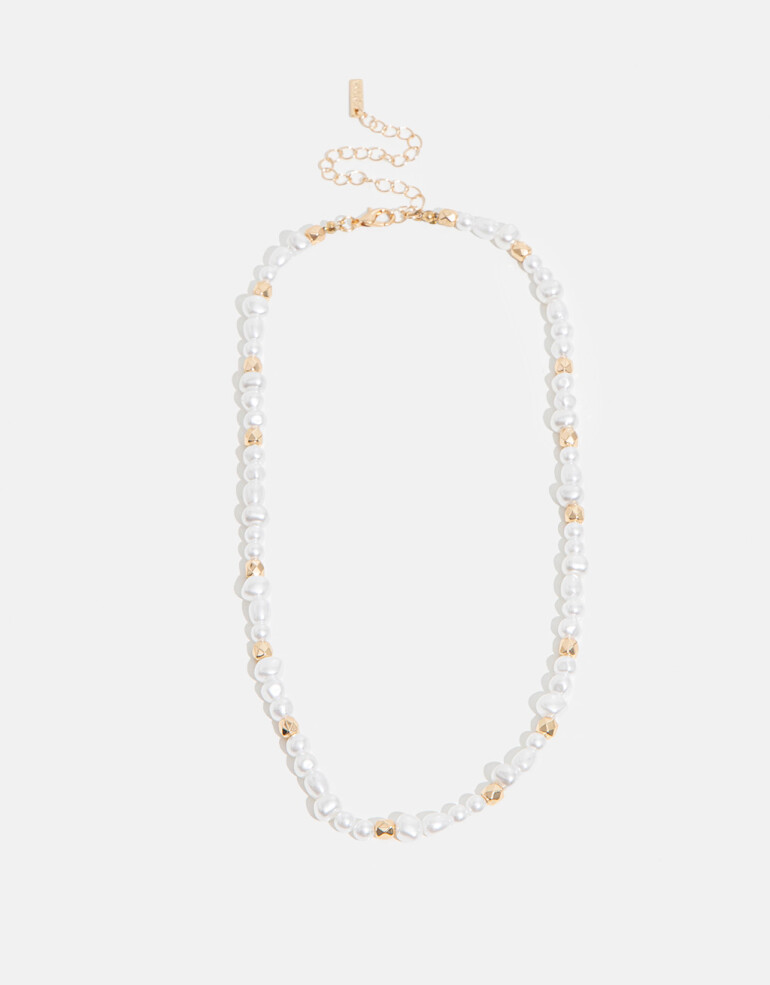 Collares Cortos Perlas Collar Con Perlas Orgánicas - Combinacion Bicolor