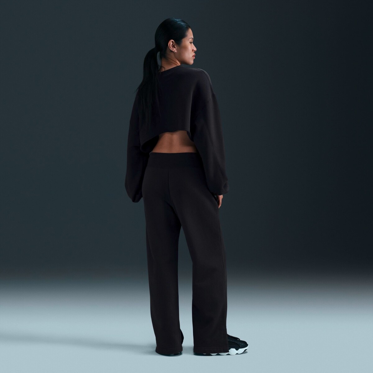 Pantalón Largo Nike Sportswear Phnx Fleece Hr Wide de Mujer - Negro 