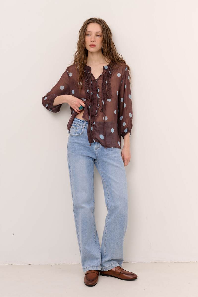BLUSA DOT MARRON