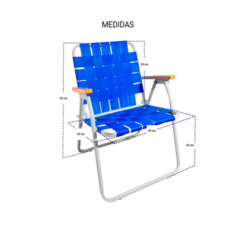 Silla Playa Acero 7/8 Epoxi Con Cinta Reforzada Azul Silla Playa Acero 7/8 Epoxi Con Cinta Reforzada Azul