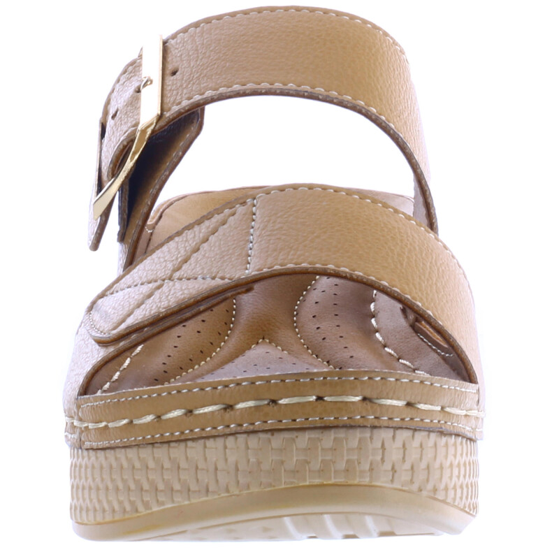 Sandalia de Mujer Lady Confort MAIDA con una tira con velcro y otra con hebilla Beige