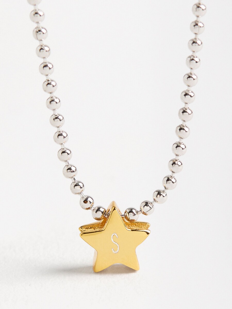 Collar Bicolor Con Estrella - Plata De Ley 925 bicolor