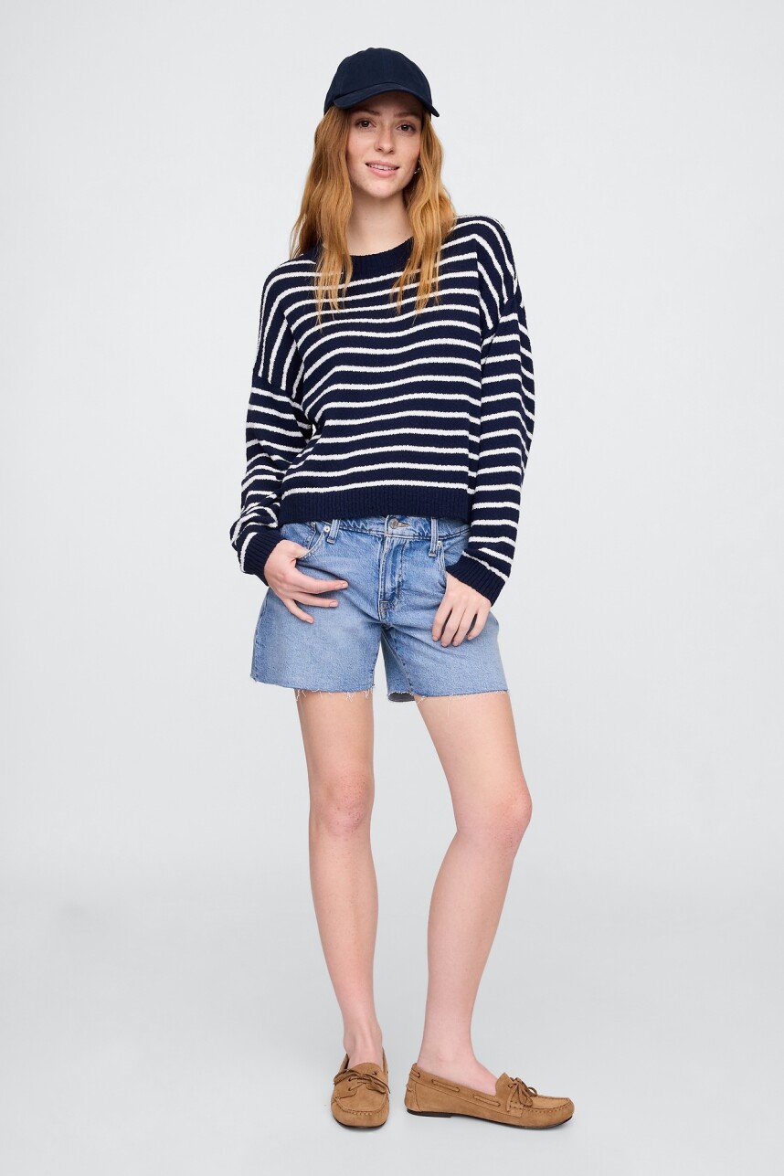 Buzo Algodòn Slub Mujer Navy Stripe