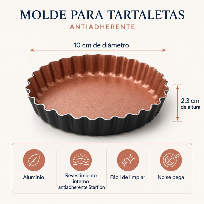 Tarteras con Antiadherente 10cm Tramontina - Set x6 Tarteras con Antiadherente 10cm Tramontina - Set x6
