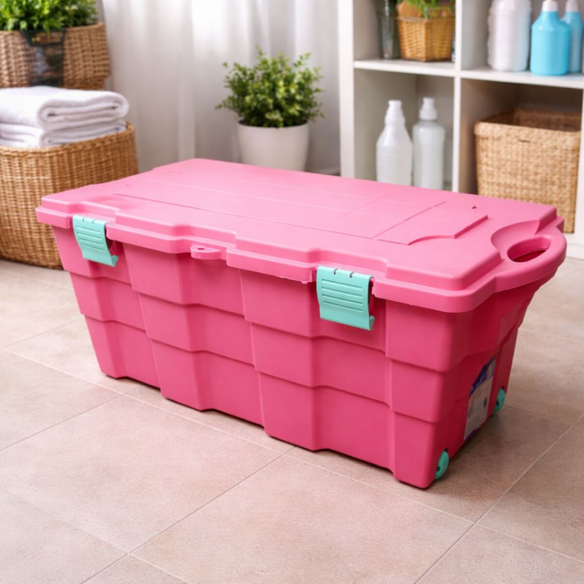 CAJA BAUL ORGANIZADOR 100 LITROS WENCO ROSADO - ROSA 