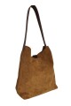 Tote bag de cuero con gamuza Tostado