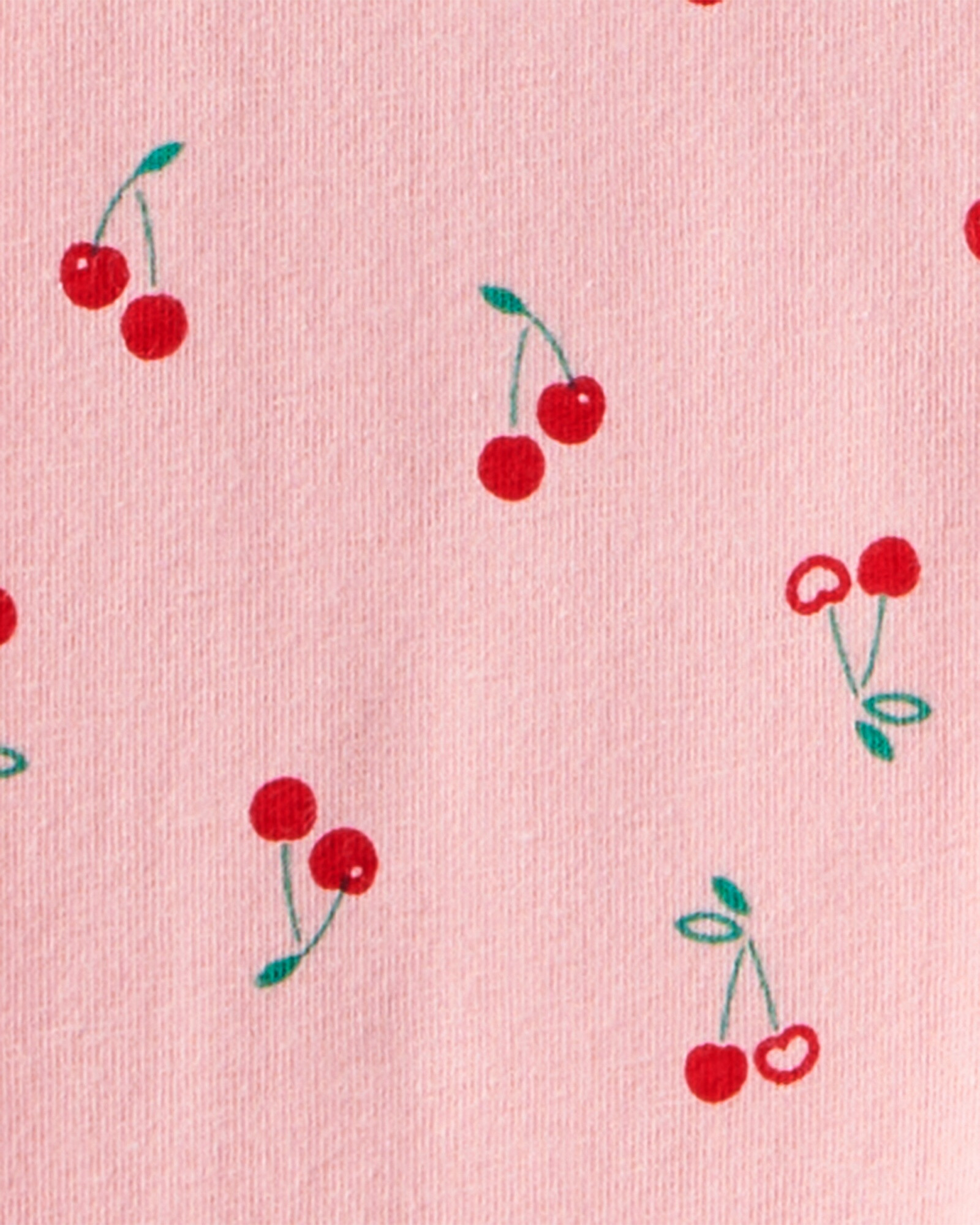 Set dos piezas de algodón, pantalón y buzo, rosado, diseño cerezas. Talles 6-24M Sin color