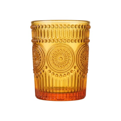 VASO VIDRIO LABRADO 10X8CM SOLES NARANJA Unica