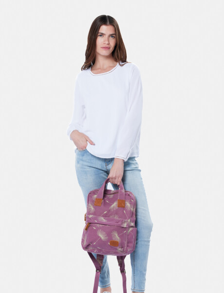MOCHILA DE LONA ESTAMPADA Rosado