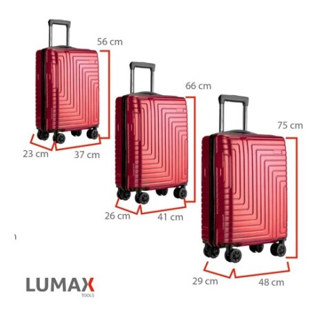 Set de 3 Valijas de Mano Rígidas Rojo