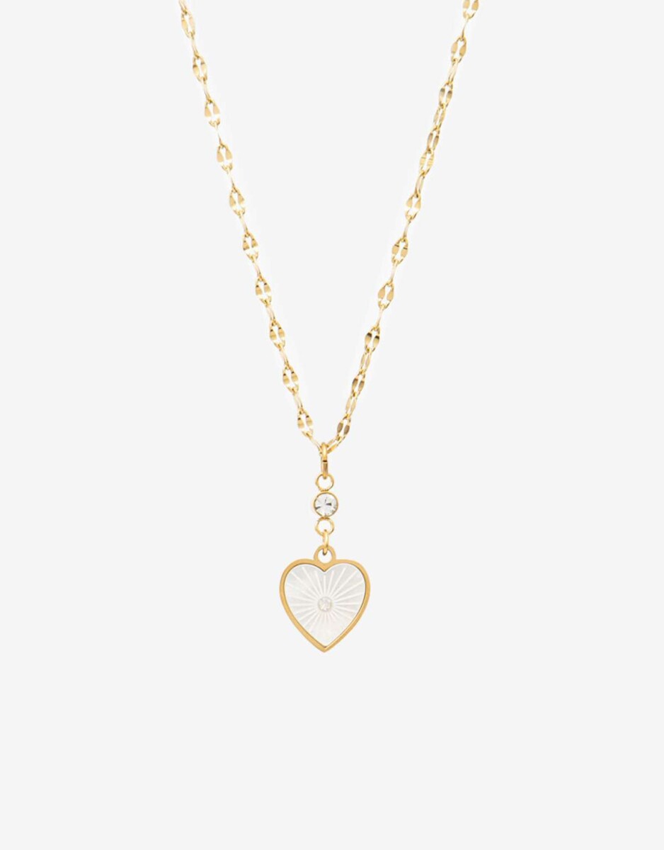 Cadena Acero Con Dije Nácar - Dorado 