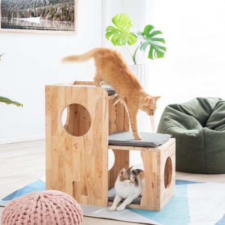 ESCALADOR DE GATO MADERA NATURAL-BEIGE CASPER