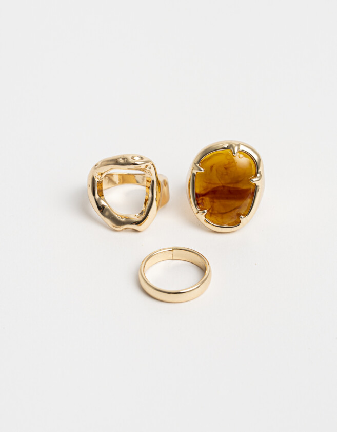 Sets Anillos Metal Anillos Set X3 De Metal - Dorado