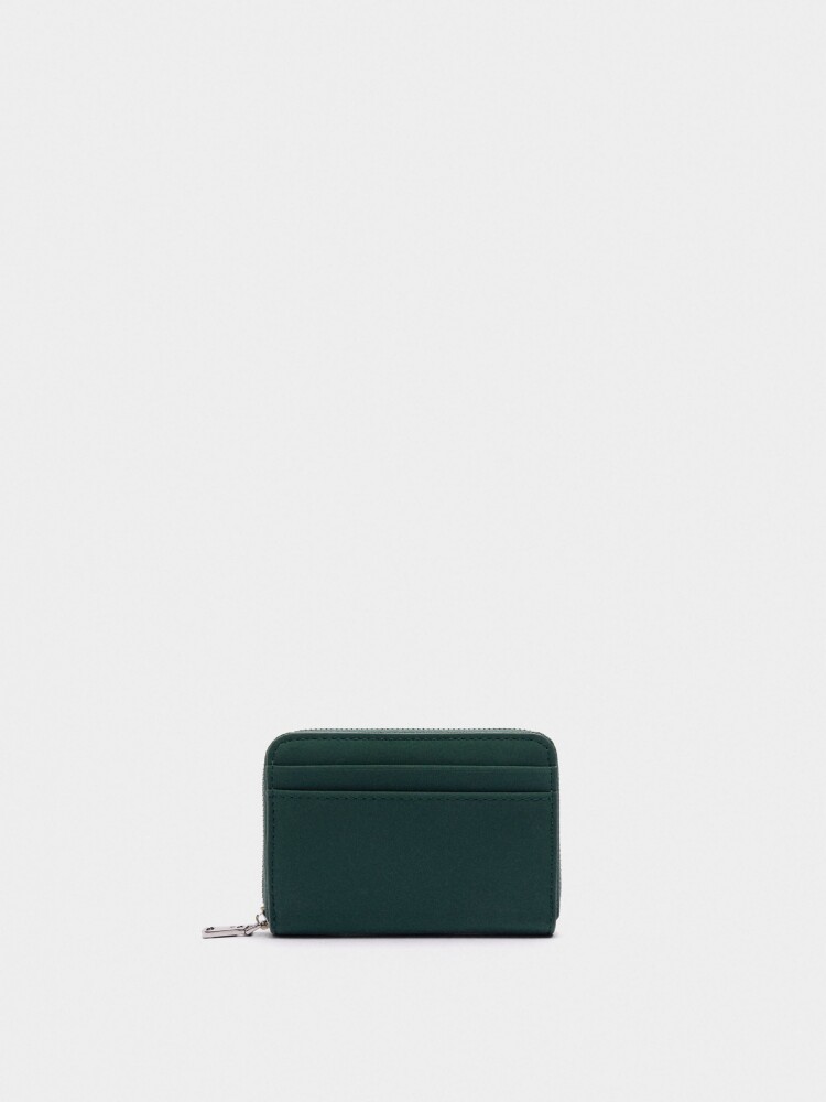 Cartera De Textura Suave Con Cremallera verde