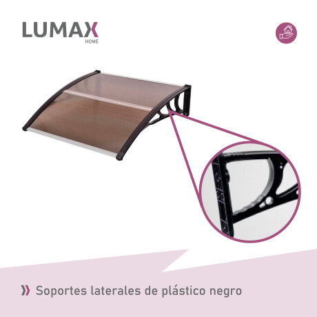 Alero Policarbonato Transparente Y Soporte Negro 1.0 X 0.8 M Bronce