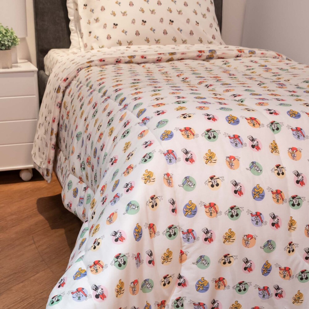ACOLCHADO 1 PLAZA ALGODON NATURAL-BEIGE MICKEY&FRIENDS II ARENA