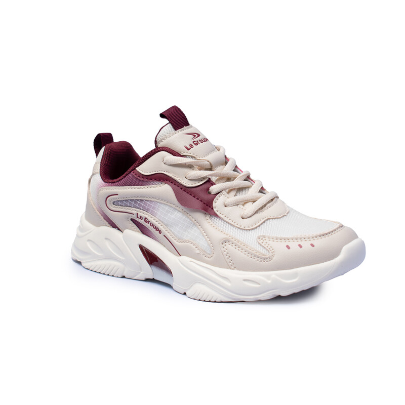 Calzado deportivo Dama LeGroupe BEIGE/BURGUNDY