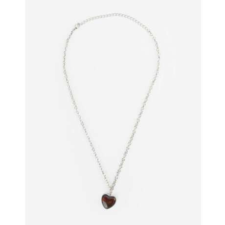 Collar Con Dije De Piedra Plateado