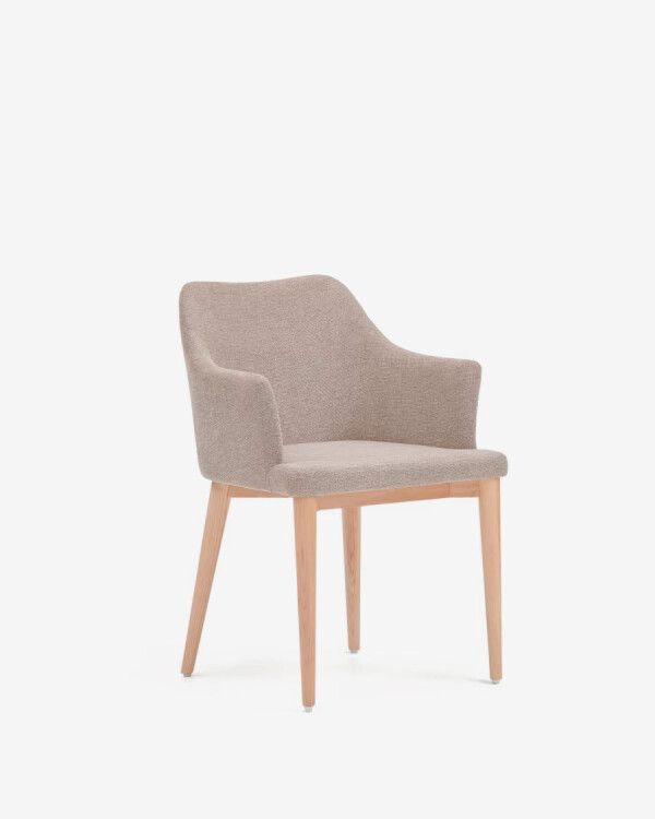 Silla Croft de chenilla y patas de madera maciza de fresno marrón