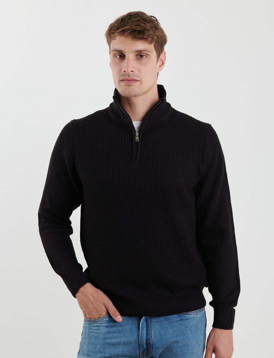 470587 SWEATER PUNTO MEDIO CIERRE HARRY Negro